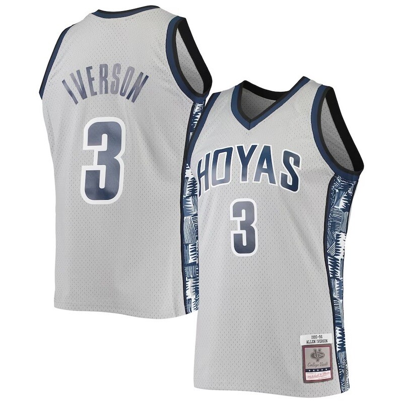 Georgetown Hoyas Allen Iverson 1995-96 Grey Men's Mitchell & Ness College Vault Jersey Georgetown Hoyas Allen Iverson 1995-96 Grey Men's Mitchell & Ness College Vault Jersey