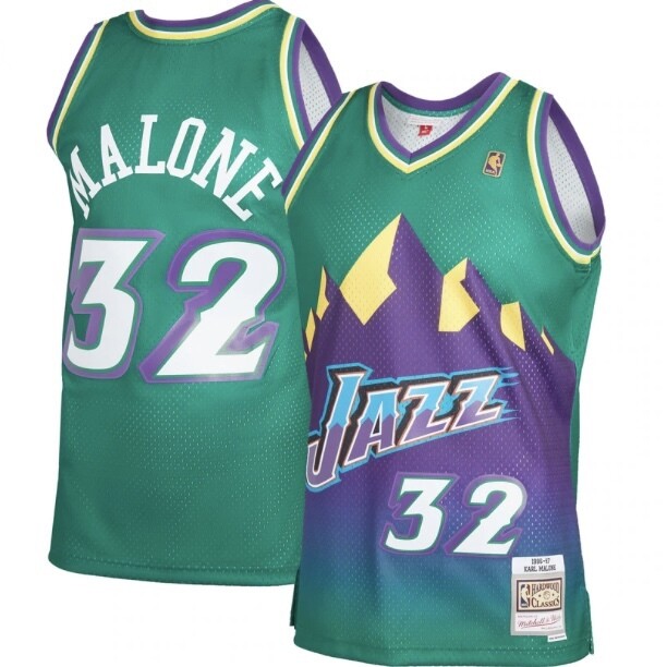 Utah Jazz Karl Malone 1996-97 Men's Green Mitchell & Ness Reload Swingman Jersey