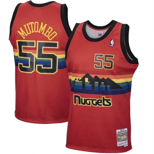 Denver Nuggets Dikembe Mutombo 1991-92 Men's Red Mitchell & Ness Reload Swingman Jersey