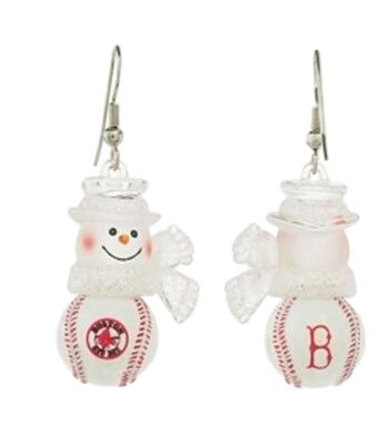 Boston Red Sox Snowman Earrings