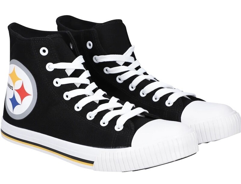 Pittsburgh Steelers Men’s FOCO Big Logo High Top Canvas Shoes Pittsburgh Steelers Men’s FOCO Big Logo High Top Canvas Shoes