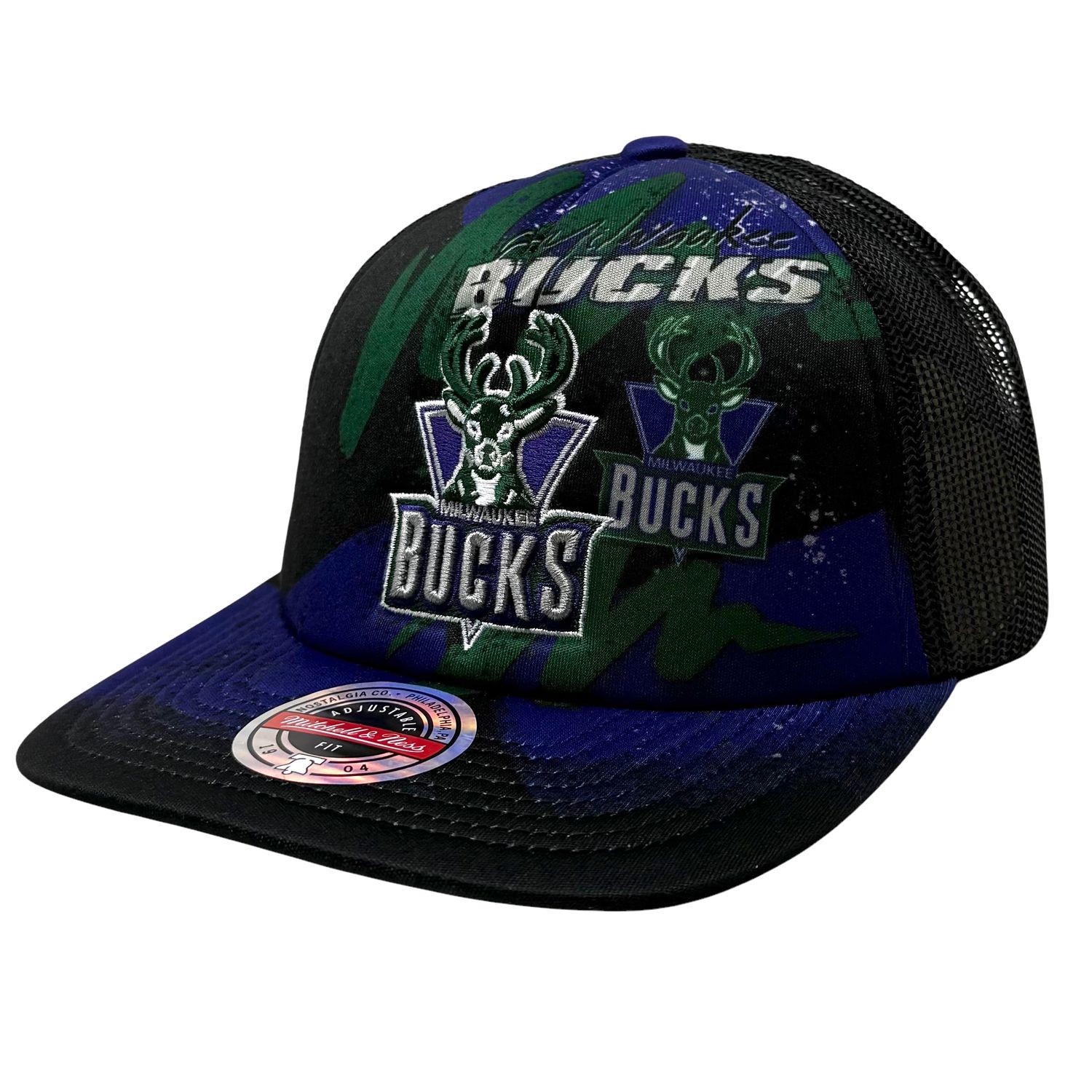 Milwaukee Bucks Men’s Mitchell & Ness NBA Hyper Trucker Snapback Hat Milwaukee Bucks Men’s Mitchell & Ness NBA Hyper Trucker Snapback Hat