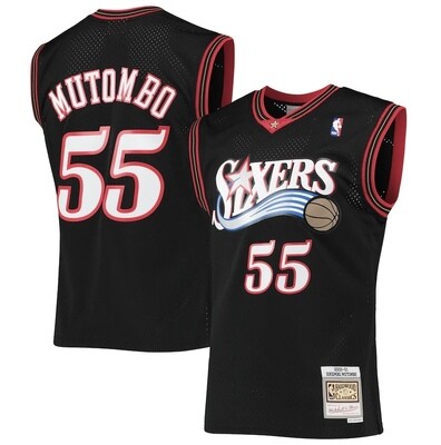 Philadelphia 76ers Dikembe Mutombo 2000-01 Men's Black Mitchell & Ness Swingman Jersey