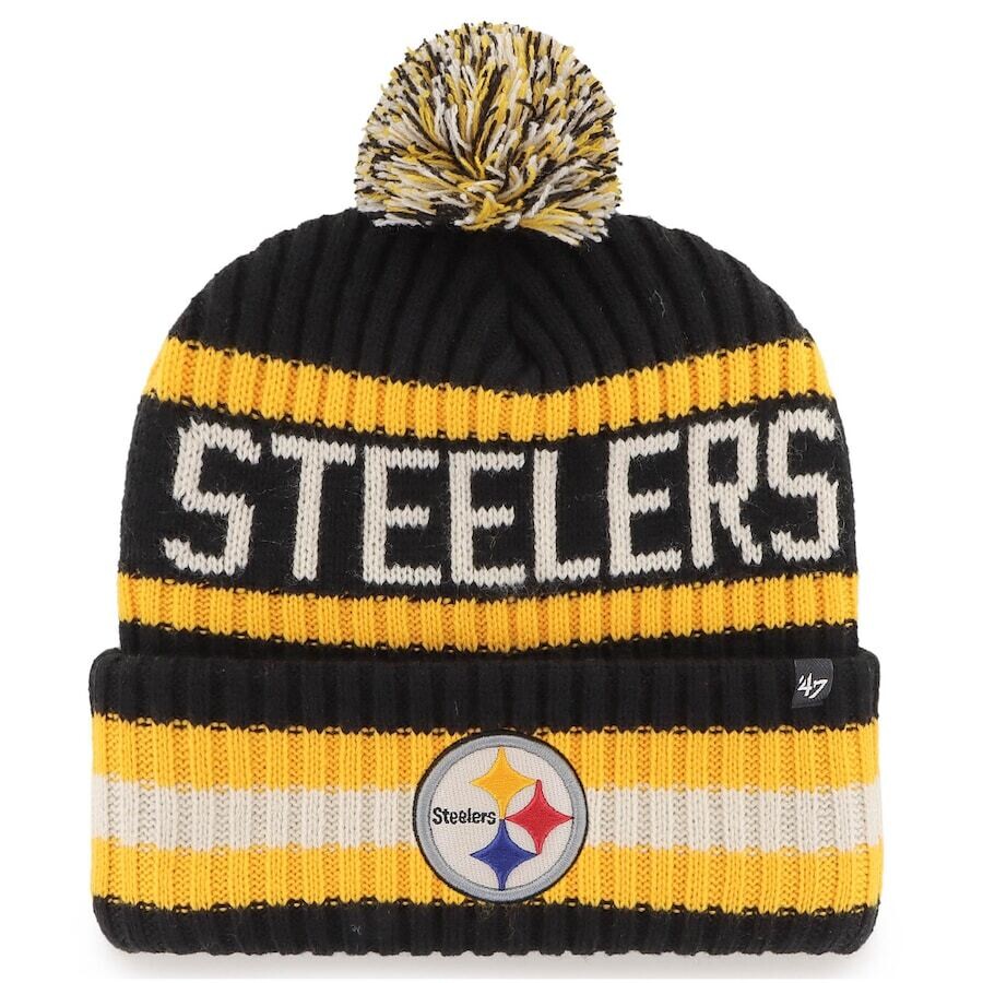 Pittsburgh Steelers Men’s 47 Bering Cuffed Pom Knit Hat Pittsburgh Steelers Men’s 47 Bering Cuffed Pom Knit Hat