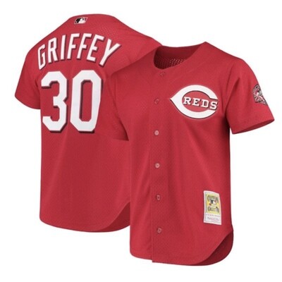 Cincinnati Reds Ken Griffey Jr. Men's 2000 Red Mesh Full Button Up Mitchell & Ness Jersey