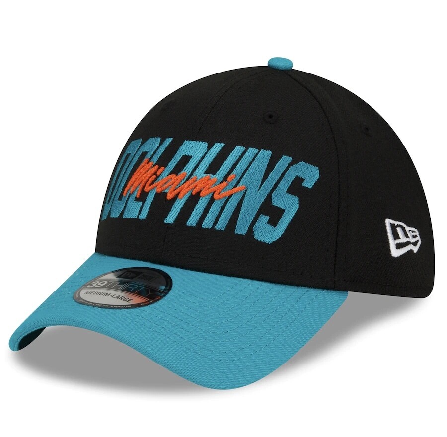 Miami Dolphins Men’s New Era Black NFL Draft 39Thirty Fitted Hat