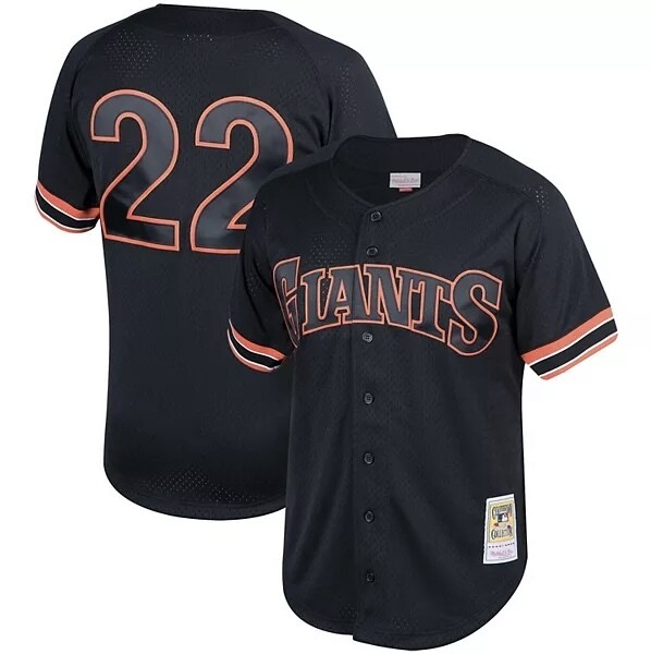 San Francisco Giants Will Clark 1993 Men's Black Mitchell & Ness Mesh Full Button Up Jersey