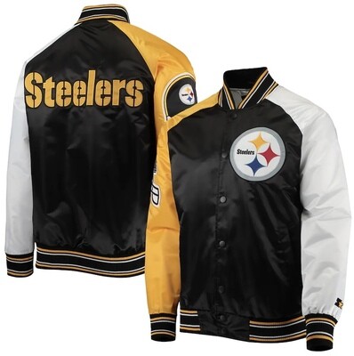 Pittsburgh Steelers Men’s Starter The Reliever Raglan Full-Snap Jacket Pittsburgh Steelers Men’s Starter The Reliever Raglan Full-Snap Jacket