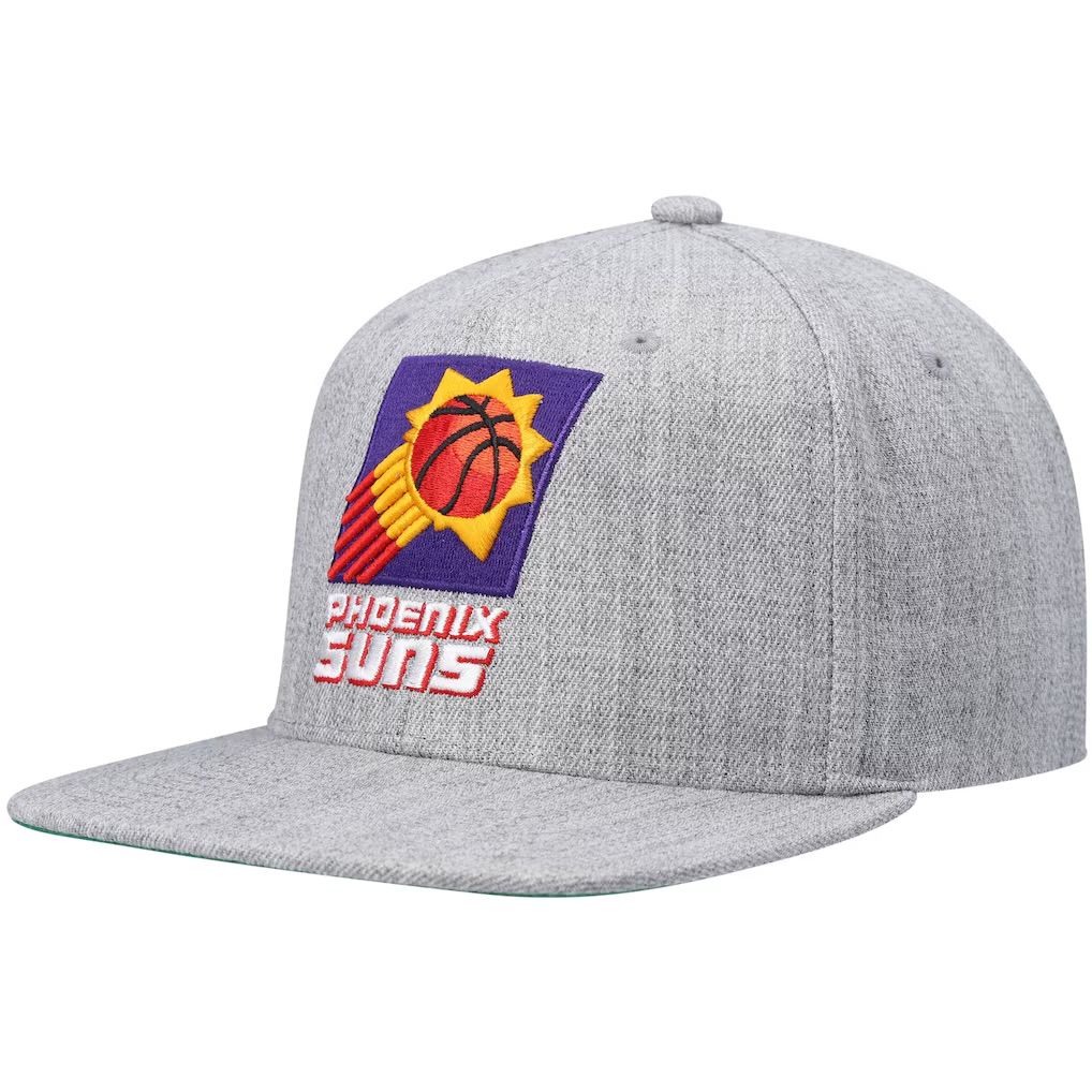 Phoenix Suns Men’s Heather Grey 2.0 Mitchell & Ness Team Snapback Hat
