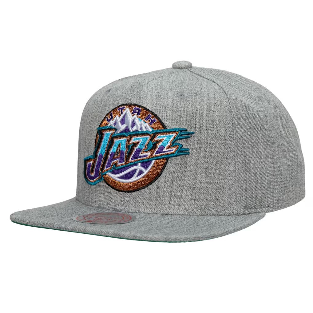Utah Jazz Men’s Heather Grey 2.0 Mitchell & Ness Team Snapback Hat