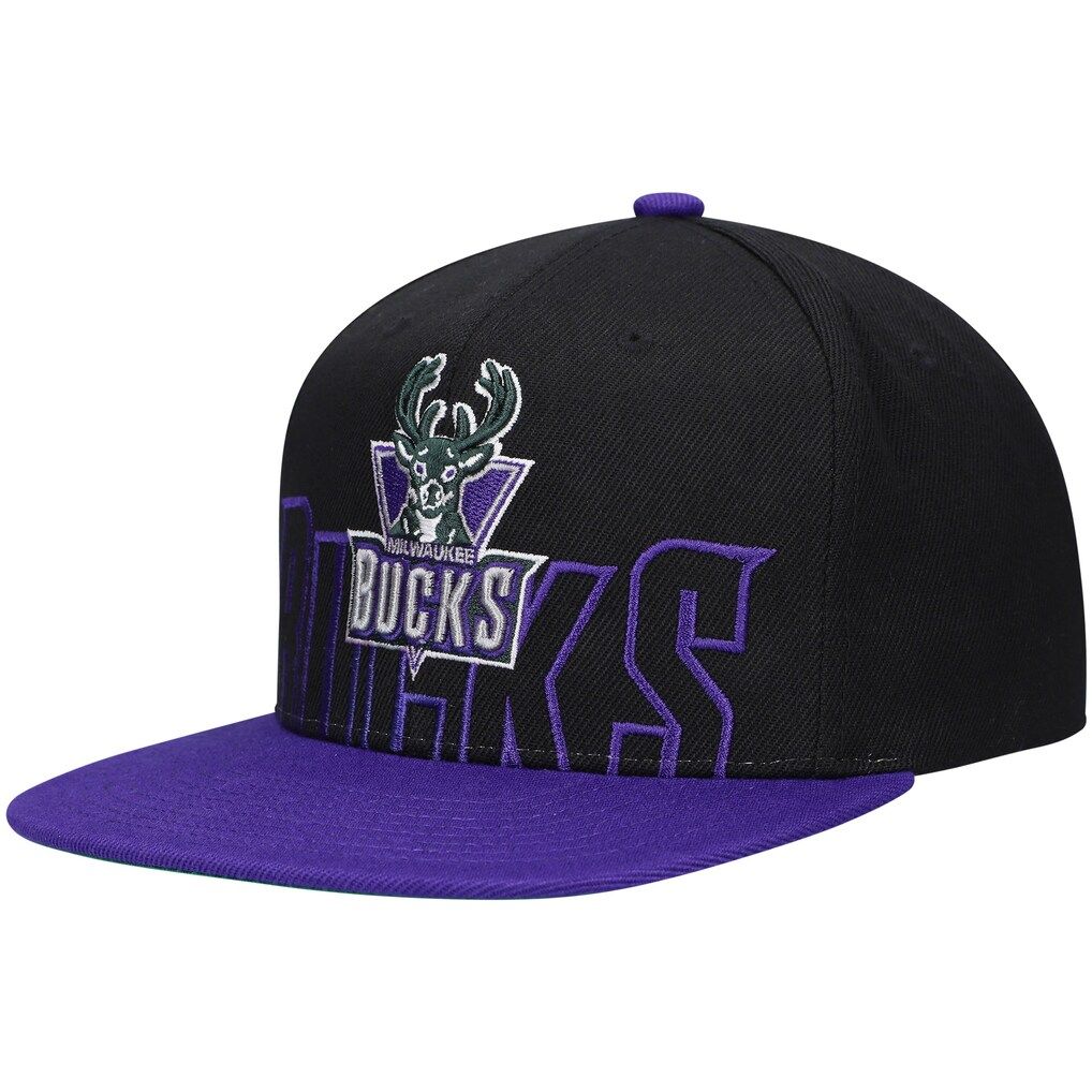 Milwaukee Bucks Men’s Mitchell & Ness NBA Low Big Face Snapback Hat