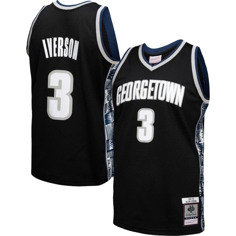 Georgetown Hoyas Allen Iverson 1995-96 Black Men's Mitchell & Ness College Vault Jersey Georgetown Hoyas Allen Iverson 1995-96 Black Men's Mitchell & Ness College Vault Jersey