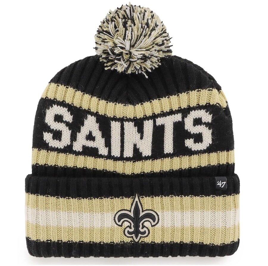 New Orleans Saints Men’s 47 Bering Cuffed Pom Knit Hat New Orleans Saints Men’s 47 Bering Cuffed Pom Knit Hat