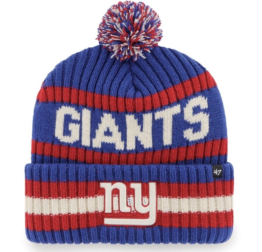 New York Giants Men’s 47 Bering Cuffed Pom Knit Hat New York Giants Men’s 47 Bering Cuffed Pom Knit Hat