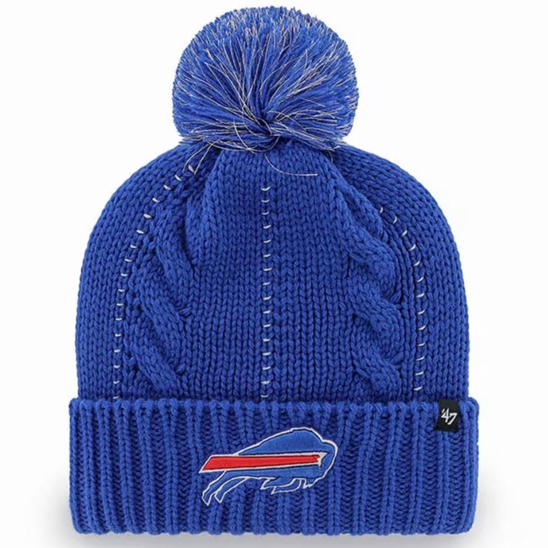 Buffalo Bills Women's 47 Brand Bauble Royal Cuffed Pom Knit Hat