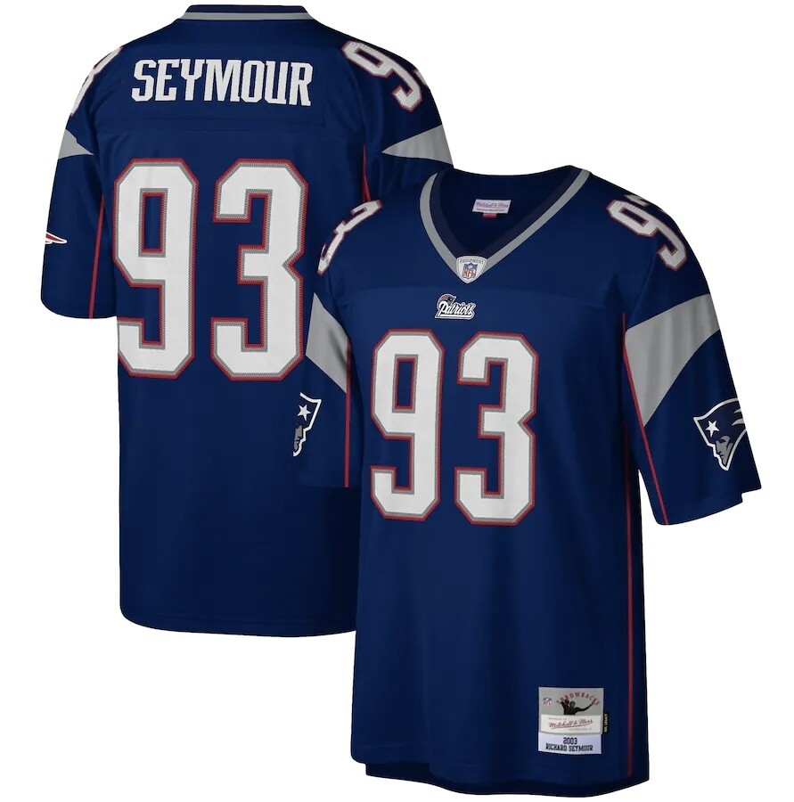 New England Patriots Richard Seymour 2003 Blue Mitchell & Ness Men's Legacy Jersey New England Patriots Richard Seymour 2003 Blue Mitchell & Ness Men's Legacy Jersey