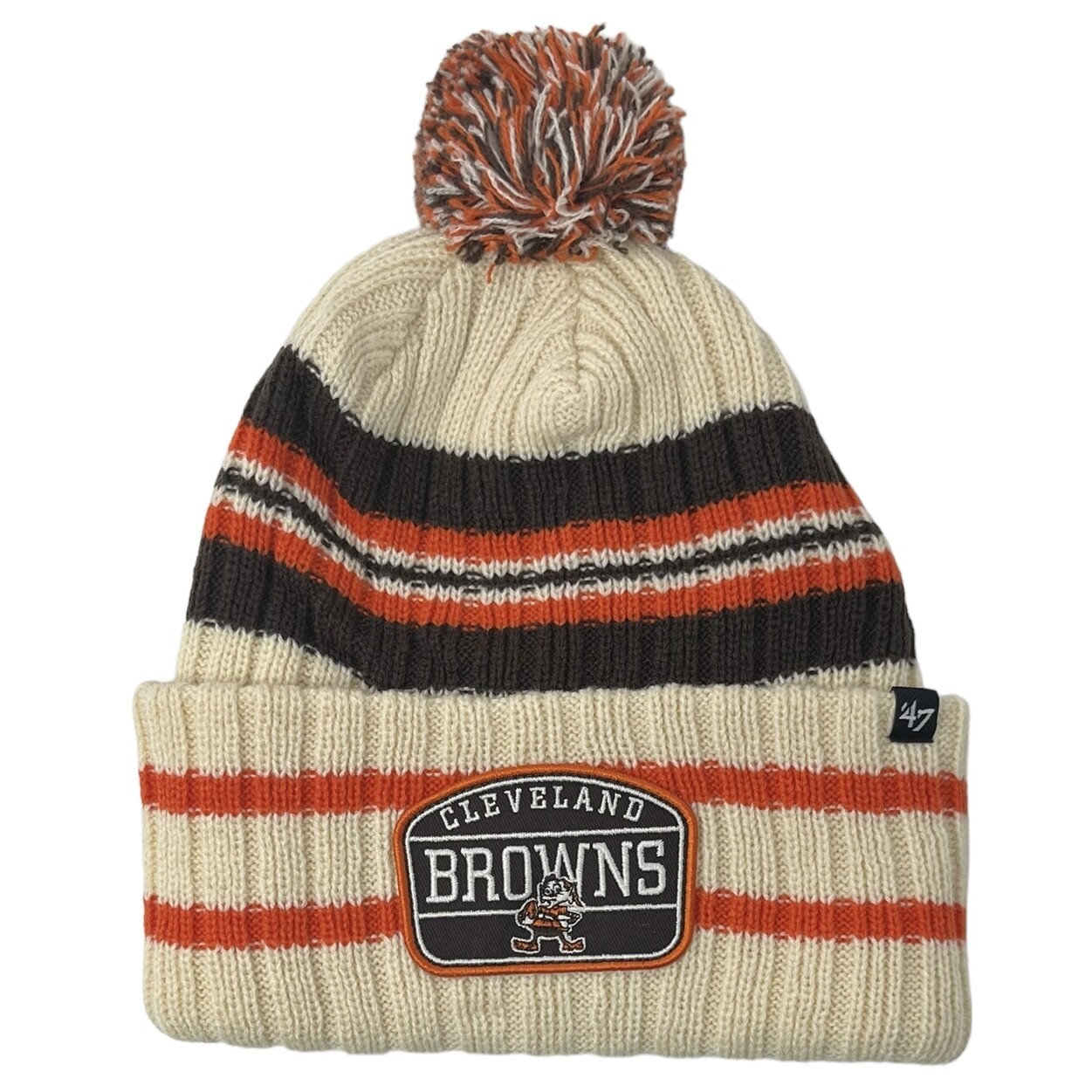 Cleveland Browns Men's 47 Natural Cuffed Pom Knit Hat Cleveland Browns Men's 47 Natural Cuffed Pom Knit Hat