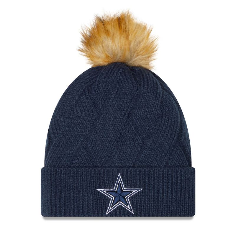 Dallas Cowboys Women’s New Era Luxe Snowy Cuffed Pom Knit Hat Dallas Cowboys Women’s New Era Luxe Snowy Cuffed Pom Knit Hat