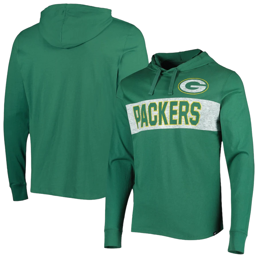 Green Bay Packers Men’s Elm Green 47 Field Franklin Pullover Hoodie Green Bay Packers Men’s Elm Green 47 Field Franklin Pullover Hoodie