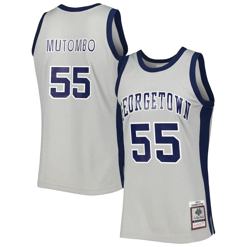 Georgetown Hoyas Dikembe Mutombo 1990-1991 Grey Men's Mitchell & Ness College Vault Jersey