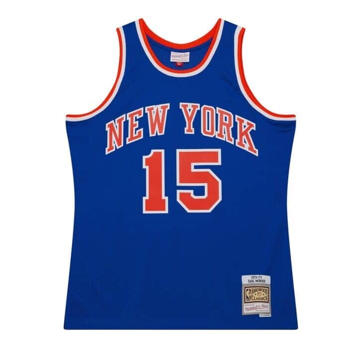 New York Knicks Earl Monroe 1972-73 Men's Blue Mitchell & Ness Swingman Jersey