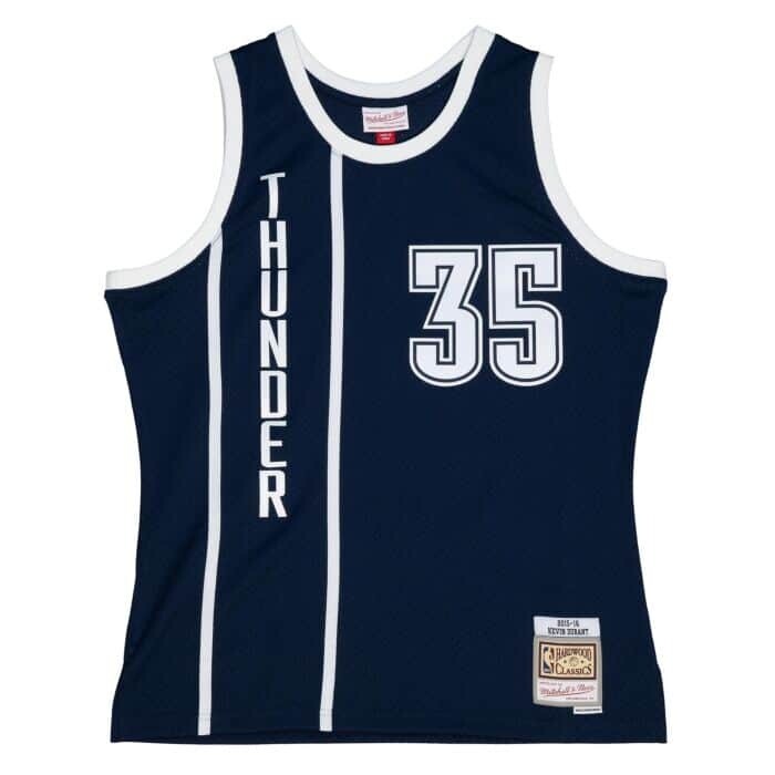 Oklahoma City Thunder Kevin Durant 2015-16 Men's Navy Blue Mitchell & Ness Swingman Jersey