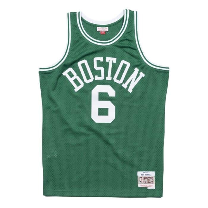 Boston Celtics Bill Russell 1962-63 Men's Green Mitchell & Ness Swingman Jersey Boston Celtics Bill Russell 1962-63 Men's Green Mitchell & Ness Swingman Jersey