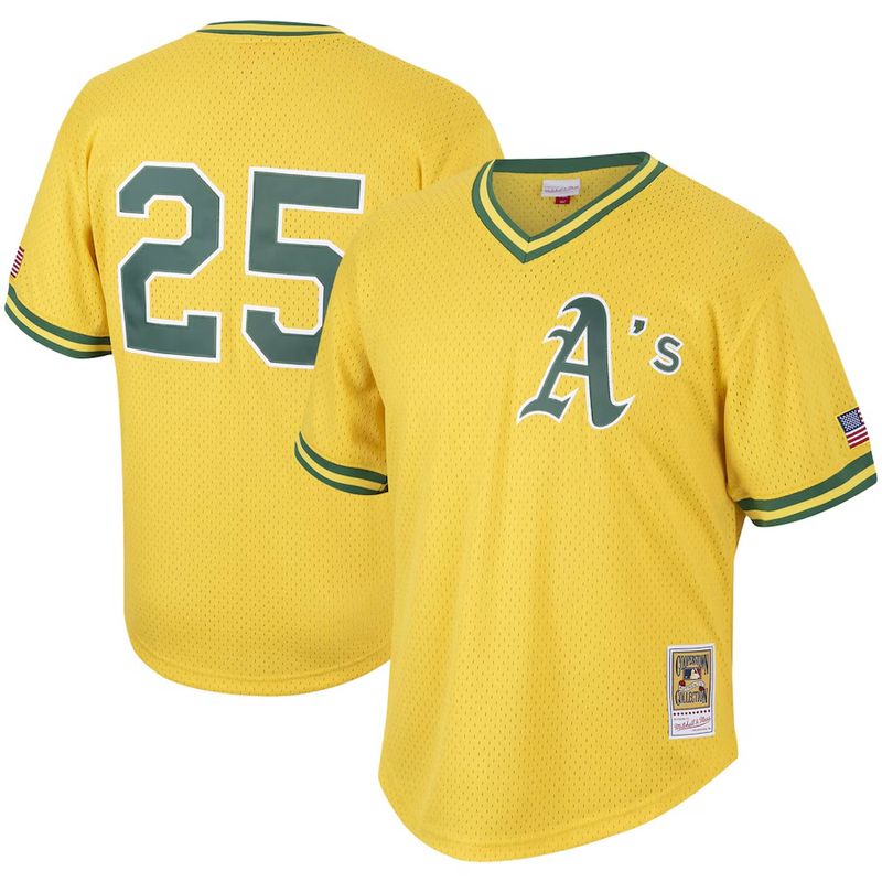 Athletics Mark McGwire 1990 Men's Yellow Mitchell & Ness Mesh Jersey Athletics Mark McGwire 1990 Men's Yellow Mitchell & Ness Mesh Jersey