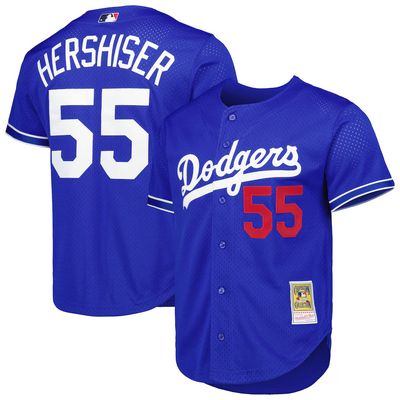 Los Angeles Dodgers Orel Hershiser 2000 Men's Blue Mitchell & Ness Mesh Full Button Up Jersey Los Angeles Dodgers Orel Hershiser 2000 Men's Blue Mitchell & Ness Mesh Full Button Up Jersey