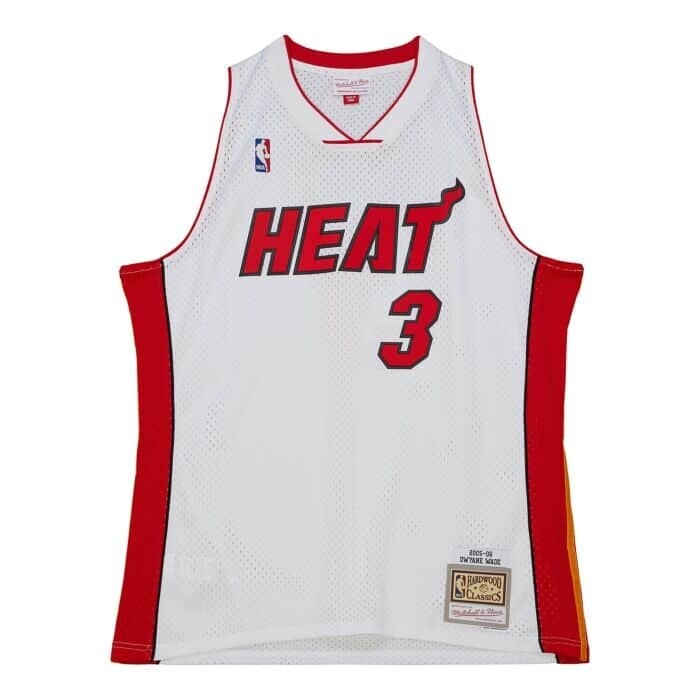 Miami Heat Dwayne Wade 2005-06 Men's White Mitchell & Ness Swingman Jersey Miami Heat Dwayne Wade 2005-06 Men's White Mitchell & Ness Swingman Jersey