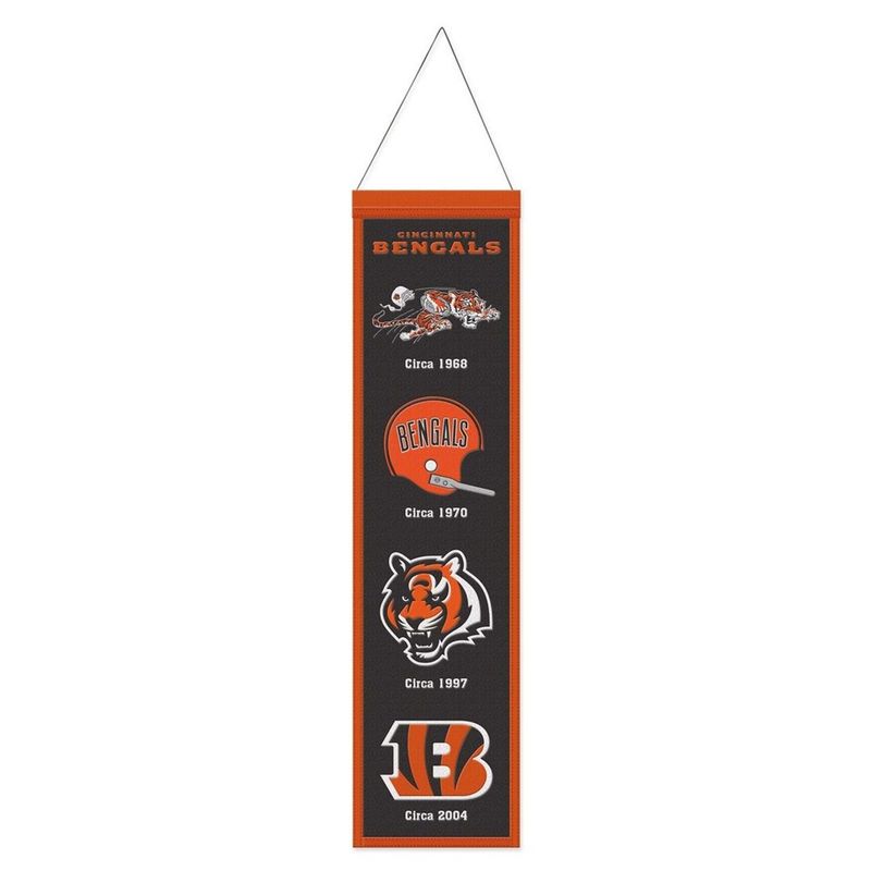 Cincinnati Bengals Wool 8" x 32" Heritage Banner
