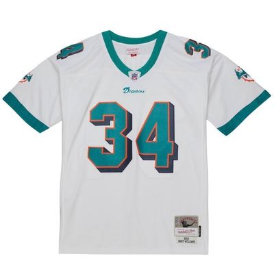 Miami Dolphins Ricky Williams 2002 White Mitchell & Ness Men's Legacy Jersey Miami Dolphins Ricky Williams 2002 White Mitchell & Ness Men's Legacy Jersey