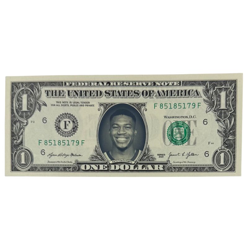 Giannis Antetokounmpo Famous Face Dollar Bill