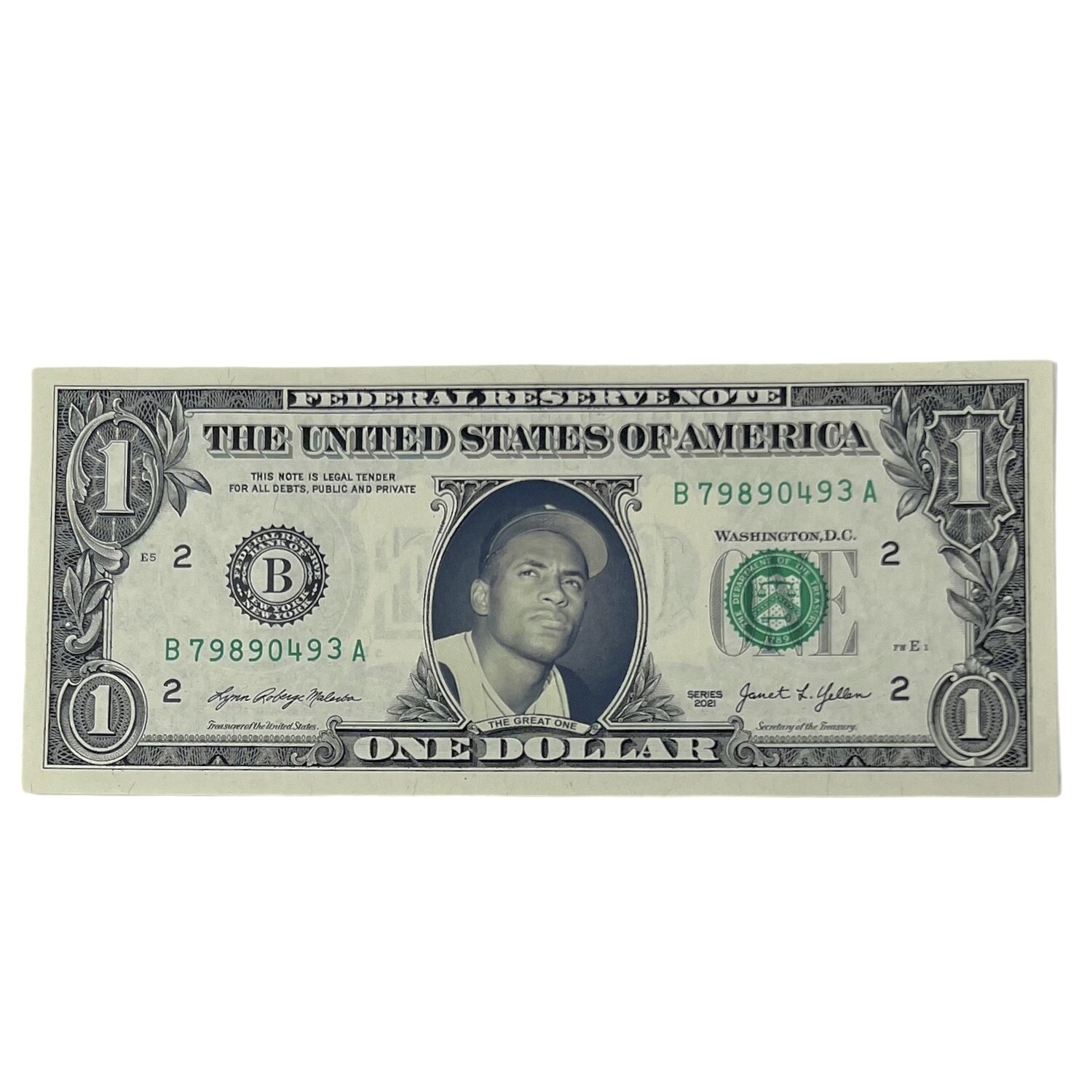 Roberto Clemente Famous Face Dollar Bill Roberto Clemente Famous Face Dollar Bill