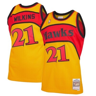 Atlanta Hawks Dominique Wilkins 1986-87 Men's Yellow Mitchell & Ness Reload Swingman Jersey