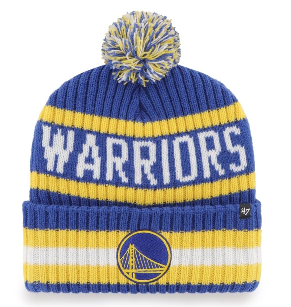 Golden State Warriors Men's Blue Bering 47 Cuffed Pom Knit Hat Golden State Warriors Men's Blue Bering 47 Cuffed Pom Knit Hat