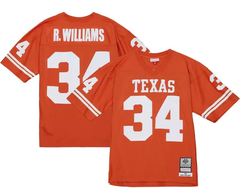Texas Longhorns Ricky Williams 1998 Men’s Orange NCAA College Vault Mitchell & Ness Jersey