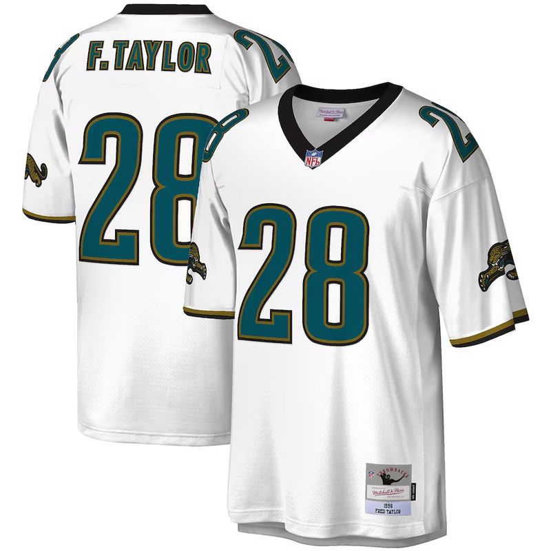 Jacksonville Jaguars Fred Taylor 1998 White Mitchell & Ness Men's Legacy Jersey Jacksonville Jaguars Fred Taylor 1998 White Mitchell & Ness Men's Legacy Jersey