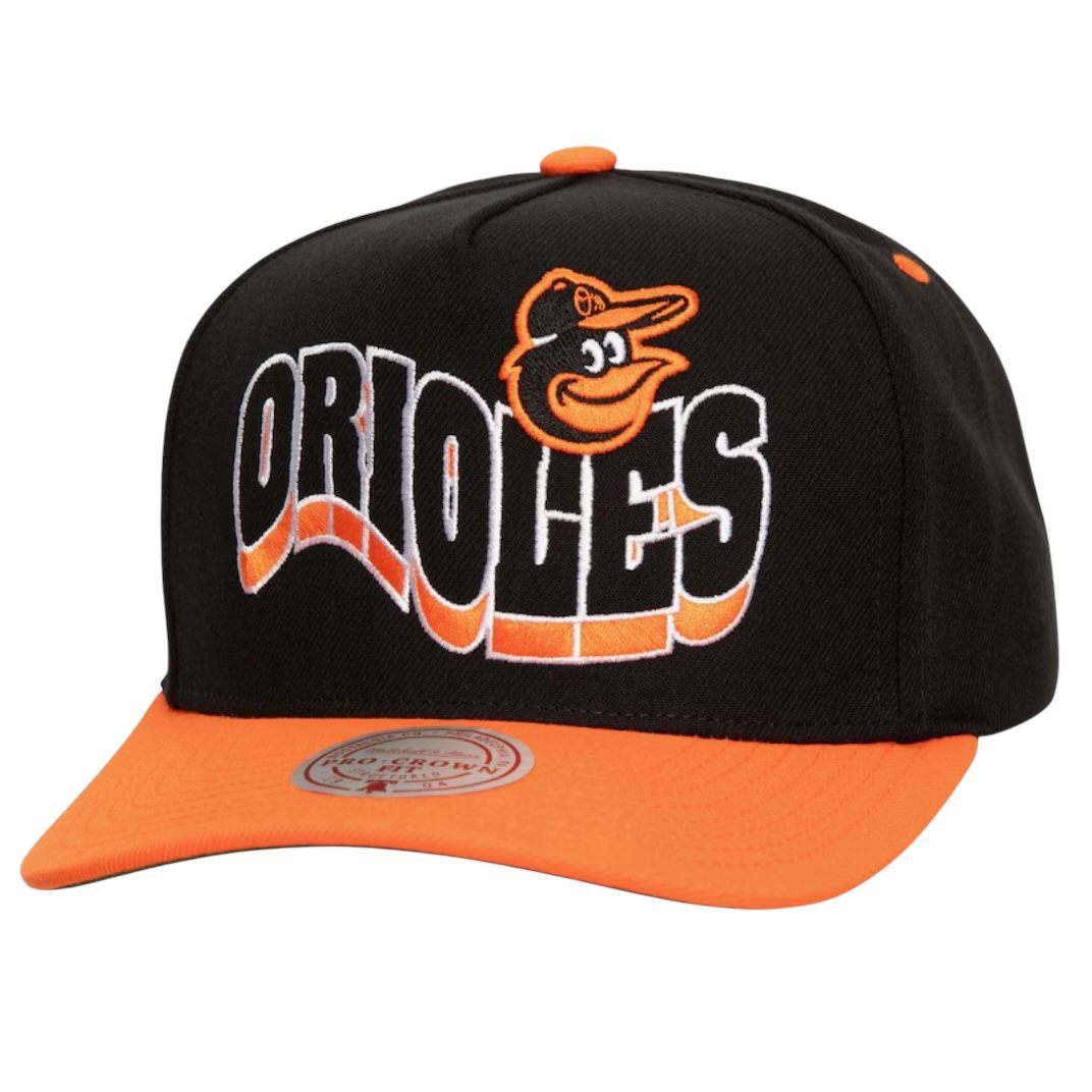 Baltimore Orioles Men's Wavy Pro Crown Mitchell & Ness Snapback Hat