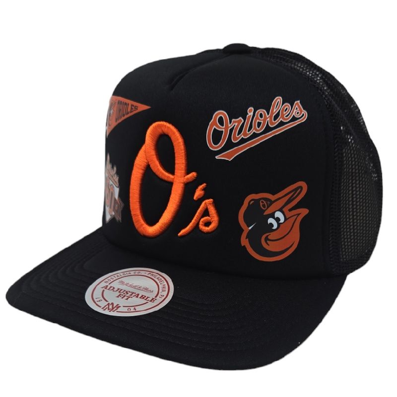 Baltimore Orioles Men’s Mitchell & Ness Overload Trucker Snapback Hat Baltimore Orioles Men’s Mitchell & Ness Overload Trucker Snapback Hat