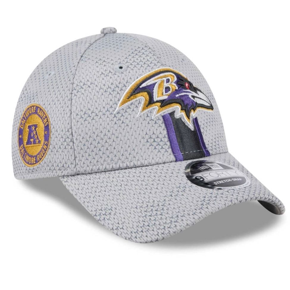 Baltimore Ravens Men's New Era Gray Sideline 9FORTY Stretch-Snap Hat