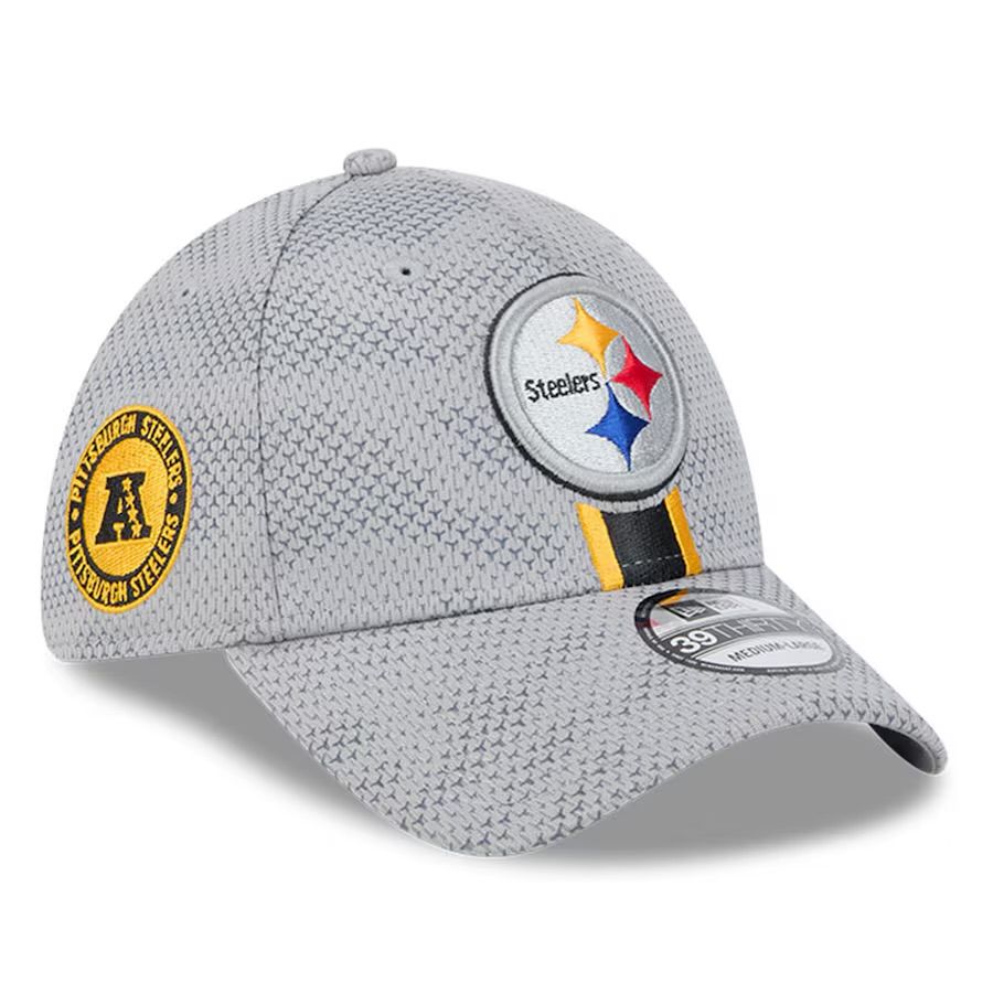 Pittsburgh Steelers Men's New Era Gray Sideline 39THIRTY Flex Hat