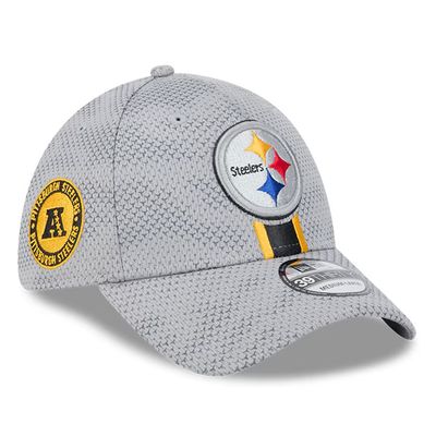 Pittsburgh Steelers Men's New Era Gray Sideline 39THIRTY Flex Hat