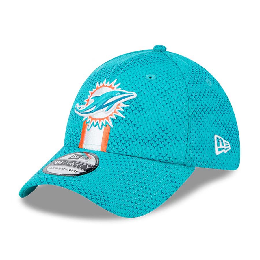 Miami Dolphins Men's Aqua New Era Sideline 9FORTY Stretch-Snap Hat
