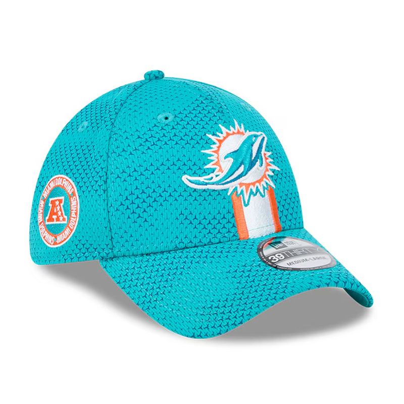 Miami Dolphins Men's Aqua New Era Sideline 39THIRTY Flex Hat