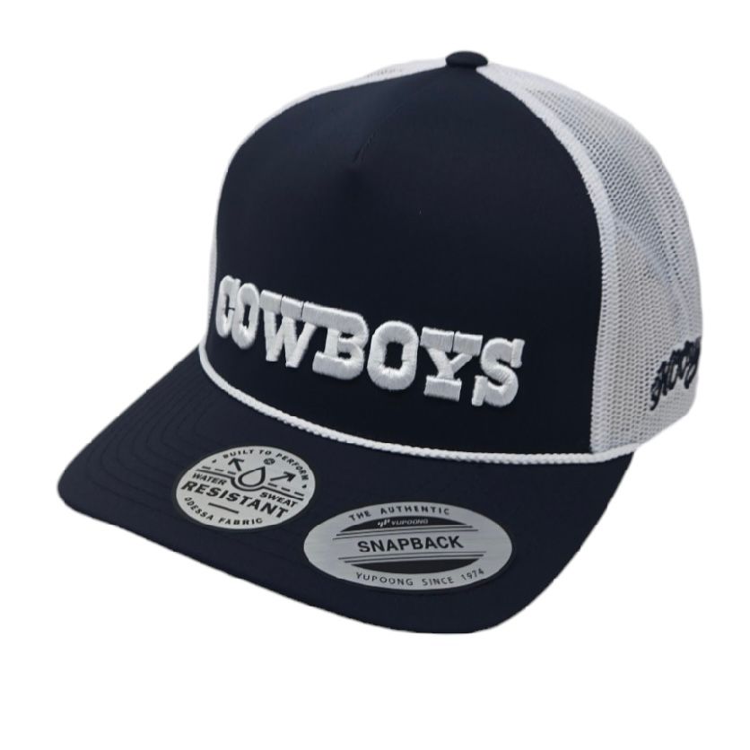 Dallas Cowboys Men's Navy Wordmark Rope Trucker Yupoong Snapback Hat Dallas Cowboys Men's Navy Wordmark Rope Trucker Yupoong Snapback Hat