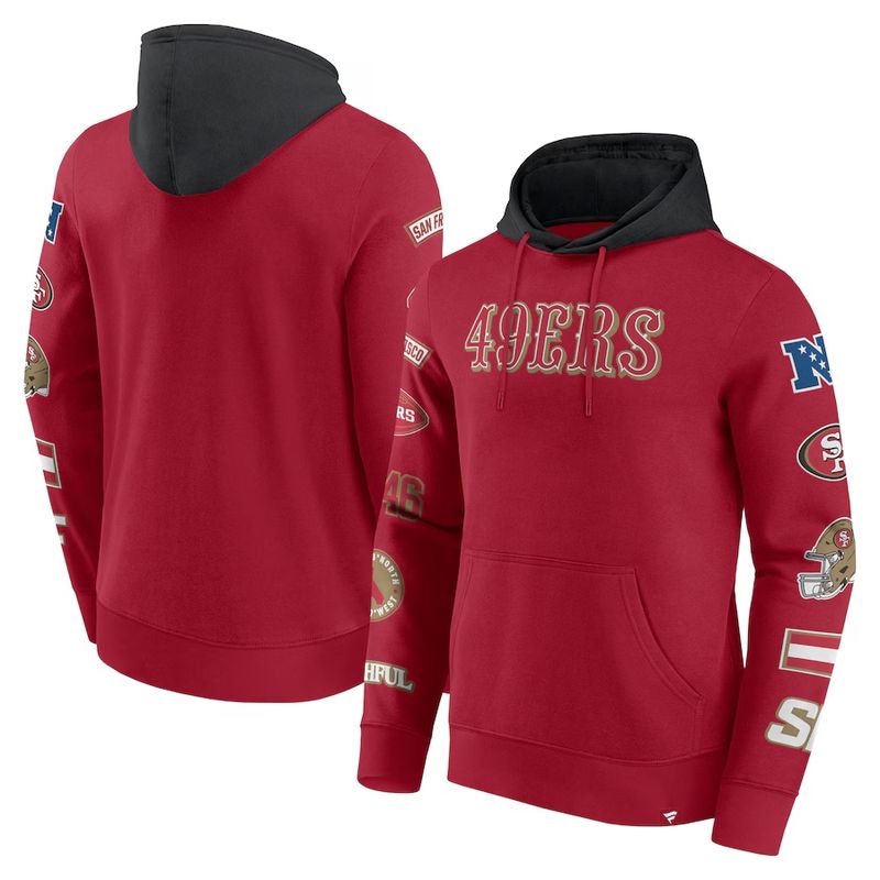 San Francisco 49ers Men's Fanatics Red/Black Patched Out Pullover Hoodie San Francisco 49ers Men's Fanatics Red/Black Patched Out Pullover Hoodie