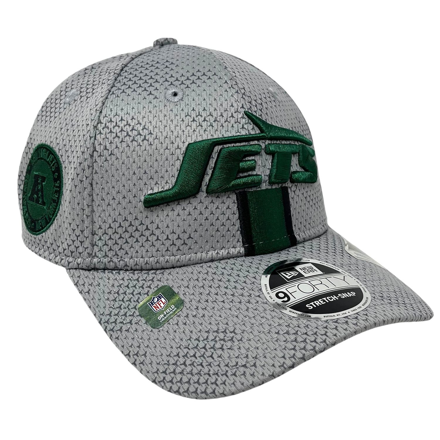New York Jets Men's Gray New Era Sideline 9FORTY Stretch-Snap Hat