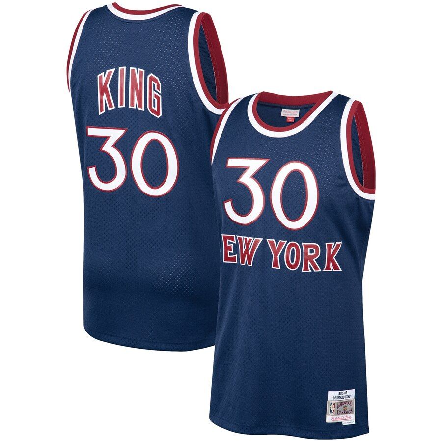 New York Knicks Bernard King 1982-83 Men's Navy Blue Mitchell & Ness Swingman Jersey