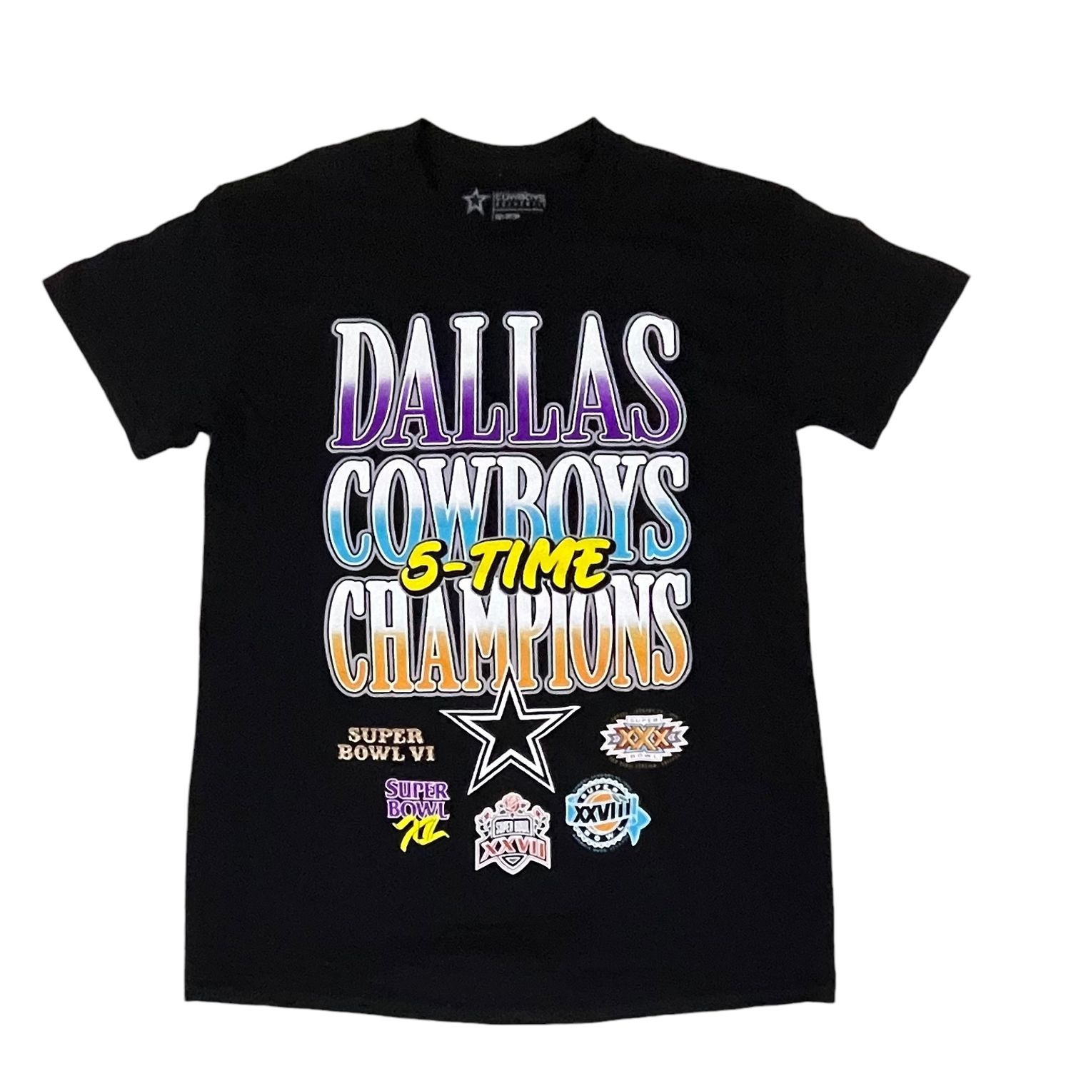 Dallas Cowboys Men’s Black Fanatics 5-Time SB Champions T-Shirt Dallas Cowboys Men’s Black Fanatics 5-Time SB Champions T-Shirt